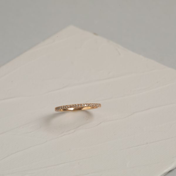 טבעת גן נעול טבעת זהב 14 קראט משובצת יהלום בעבודת יד