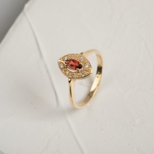 טבעת משכני טבעת זהב 14 קראט וינטג׳ בעבודת יד