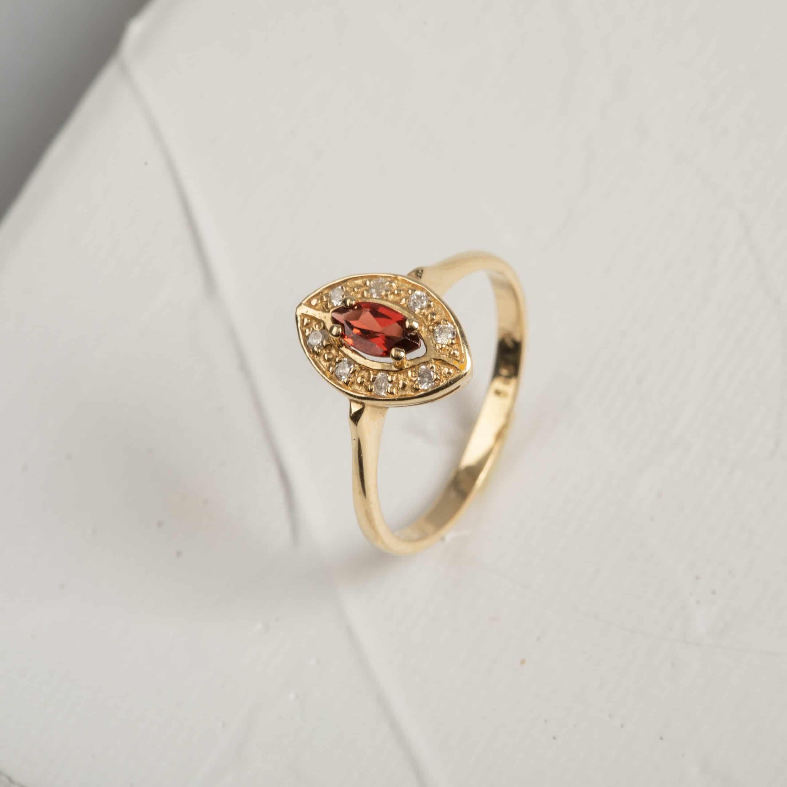 טבעת משכני טבעת זהב 14 קראט וינטג׳ בעבודת יד